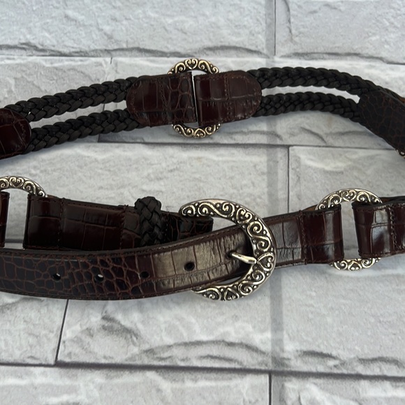 NWOT Brighton brown silver hardware braided belt 36 - Picture 2 of 9